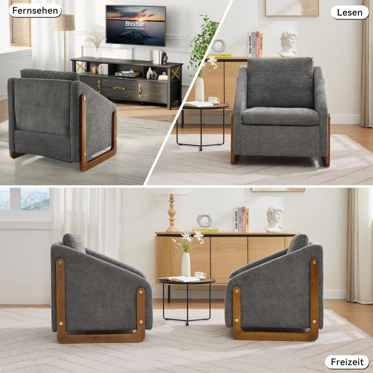 Fauteuil – Loungefauteuil – Relaxstoel – Zetel – Teddystof – Ergonomisch Comfort – Opbergruimte - 201 x 85 x 90 cm - Donkergrijs - QUORE