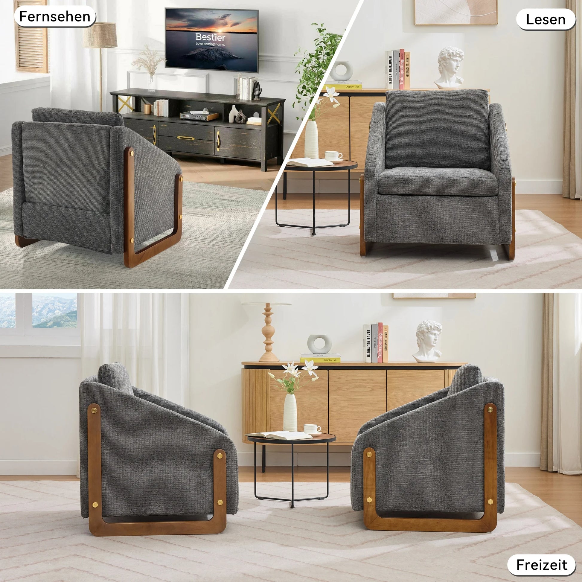 Fauteuil – Loungefauteuil – Relaxstoel – Zetel – Teddystof – Ergonomisch Comfort – Opbergruimte - 201 x 85 x 90 cm - Donkergrijs - QUORE