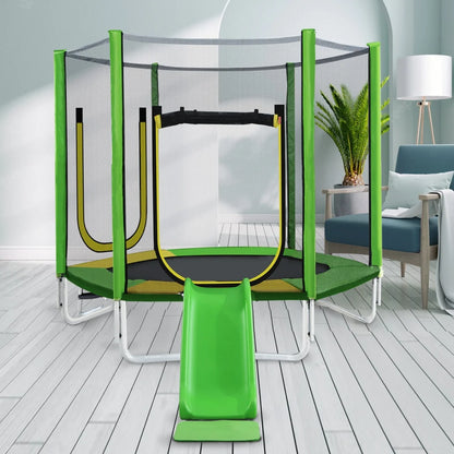 3-in-1 Speelset – Klimtoestel – Trampoline – Glijbaan – Veiligheidsnet – Belastbaar Tot 100 Kg – Weerbestendig - 293 x 213 x  204 cm