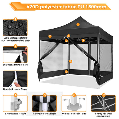 Partytent – Tuinkamer – Vouwtent – Schaduwtent – Markttent – Waterdicht – UV-Bescherming - Khaki