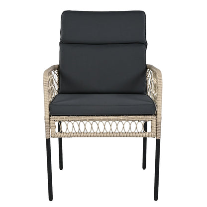 Tuinmeubelset - 5-Delige Eettafelset – Tuinset – Balkonset – Terrasmeubilair – Buitentafel – Acaciahout – Polyrattan Stoelen - Donkergrijs