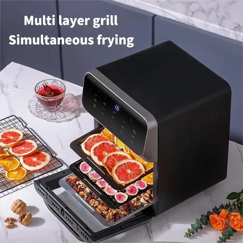 Airfryer - 12L – Heteluchtfriteuse - 1350W – 240V - Olievrij Frituren – 360° Hete Lucht Circulatie – Touchscreen – Automatische Uitschakeling - Meerdere Kookfuncties - Zwart