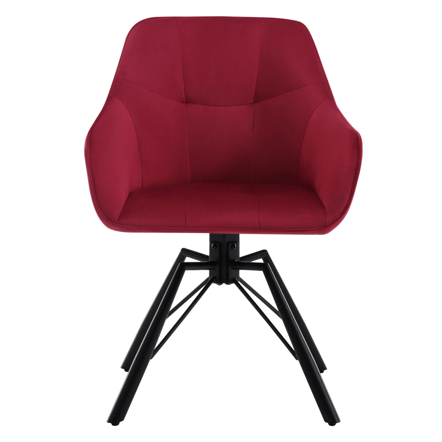 Draaibare Eetkamerstoel – Set van 2 - Eetkamerstoel – Stoel – Draaistoel – Comfortabel – Velvet Bekleding – 360° Draaibare Zitting - Fluweel - Bordeaux - QUORE