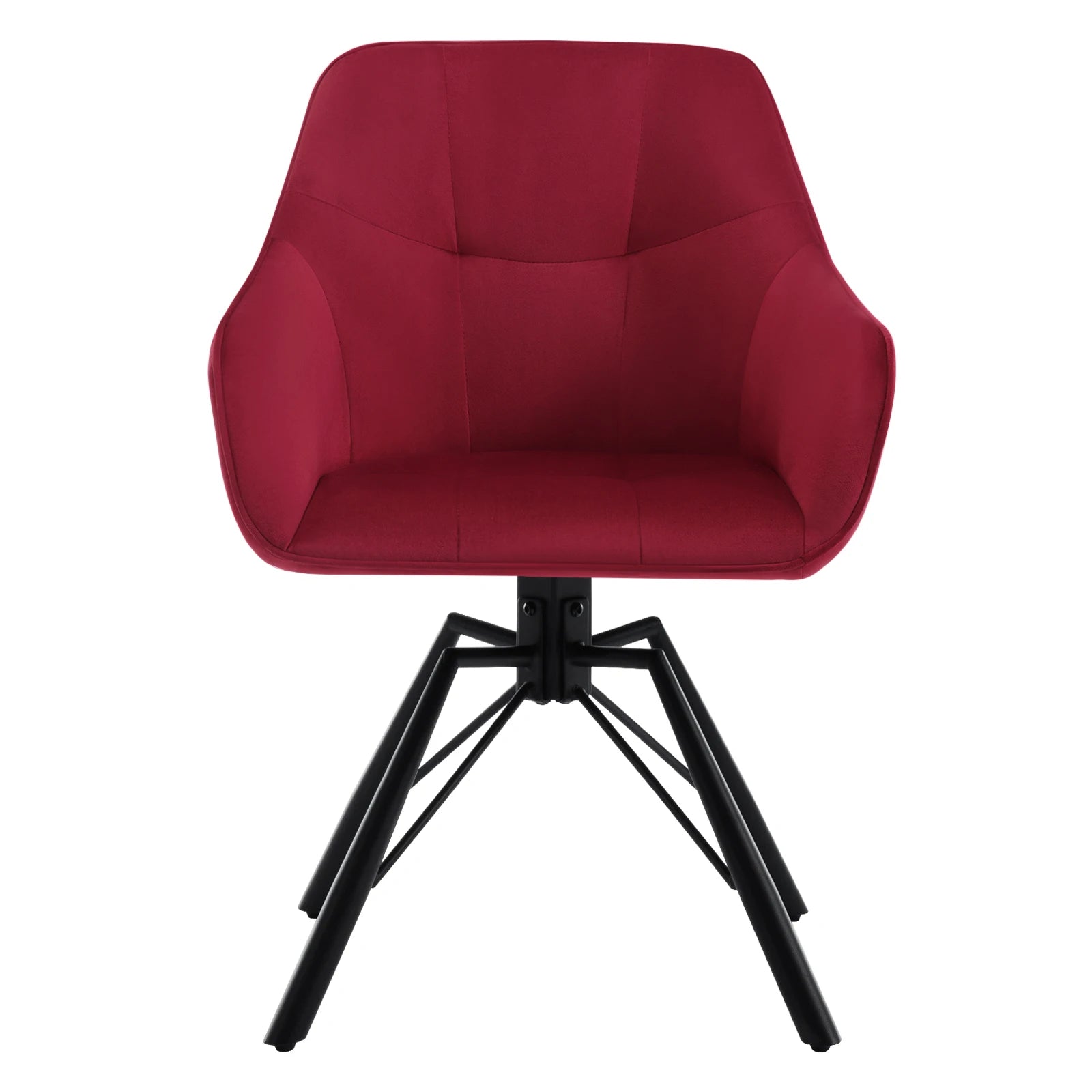 Draaibare Eetkamerstoel – Set van 2 - Eetkamerstoel – Stoel – Draaistoel – Comfortabel – Velvet Bekleding – 360° Draaibare Zitting - Fluweel - Bordeaux - QUORE