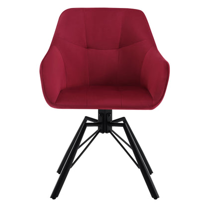 Draaibare Eetkamerstoel – Set van 2 - Eetkamerstoel – Stoel – Draaistoel – Comfortabel – Velvet Bekleding – 360° Draaibare Zitting - Fluweel - Bordeaux - QUORE