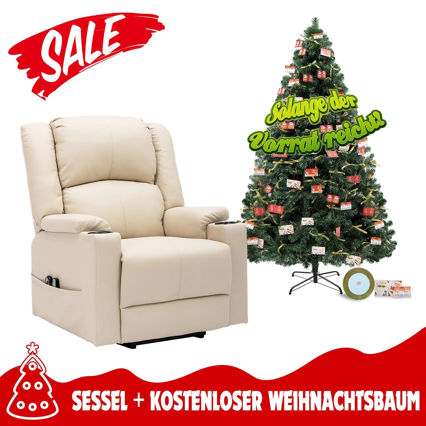 Relaxfauteuil – Relaxstoel – TV Fauteuil – Verstelbare Stoel – Kunstkerstboom – Hoogwaardig Stalen Frame – Comfortabele Aircushion Zitplaats