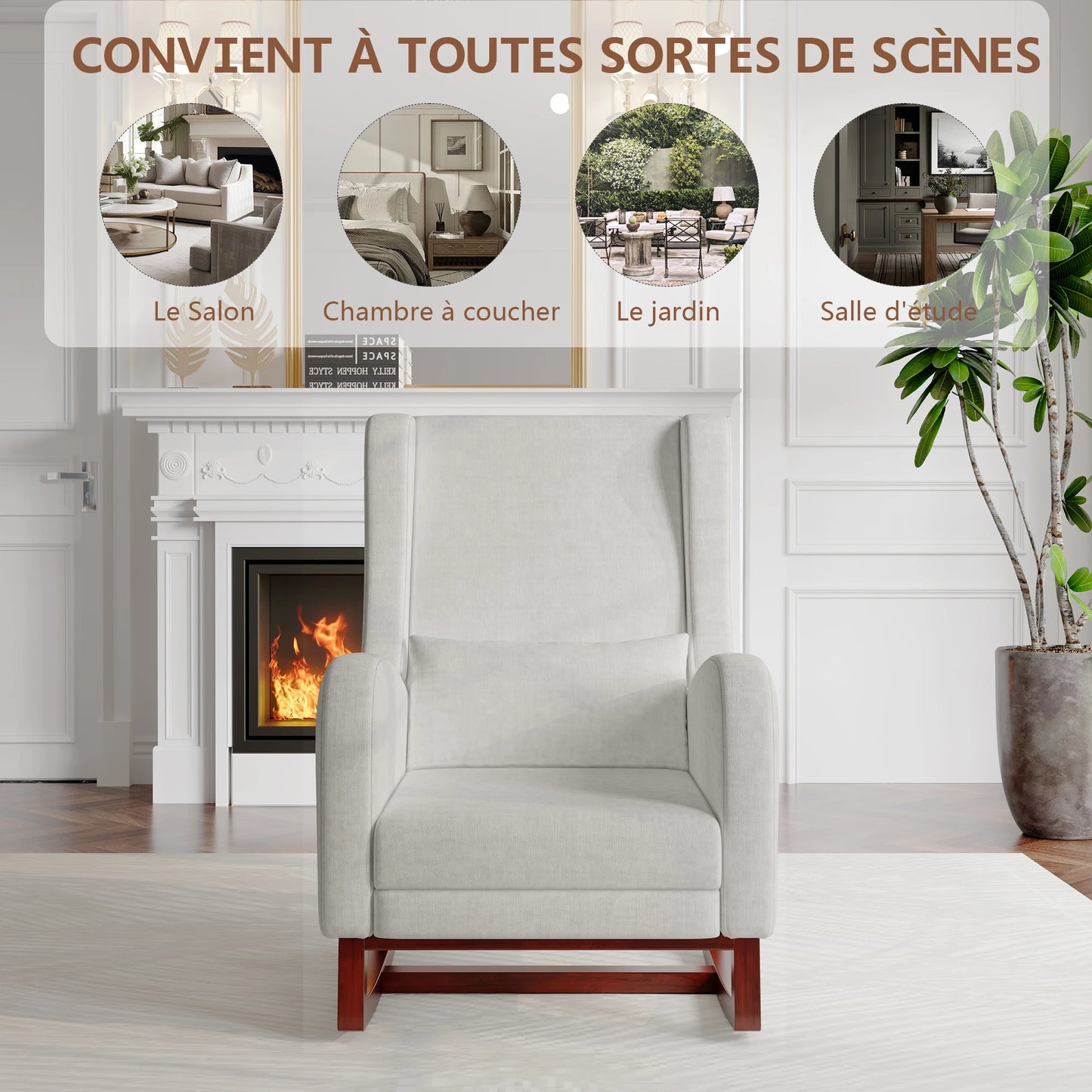 Schommelstoel – Relaxstoel – Loungestoel – Schommelfauteuil – Draaifauteuil – Lichtgrijs – Verstelbare Voetsteun – Zacht Velvet