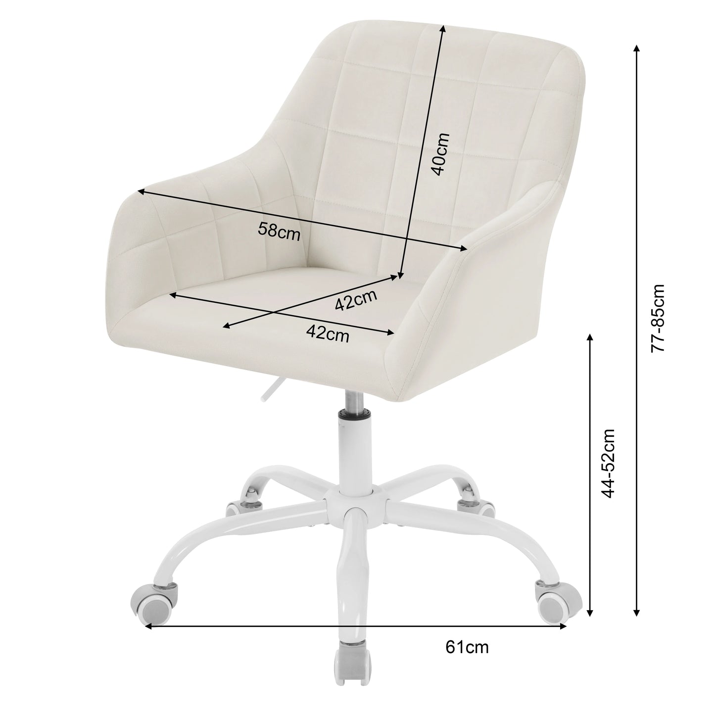 Bureaustoel – Bureaustoelen – Bureaustoel Draaibaar – Ergonomische Bureaustoel – Verstelbare Hoogte – Fluweel – Metalen Vijfsterbasis - Roze