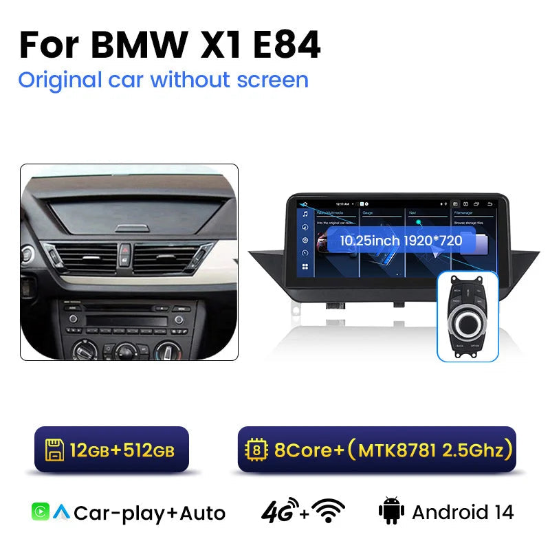 BMW X1 E84 Multimedia Speler – Carplay Systeem – Android Auto Radio – Touchscreen Navigatie – DSP Geluidsprocessor – 10,25 Inch Display – Ingebouwde 4G Verbinding