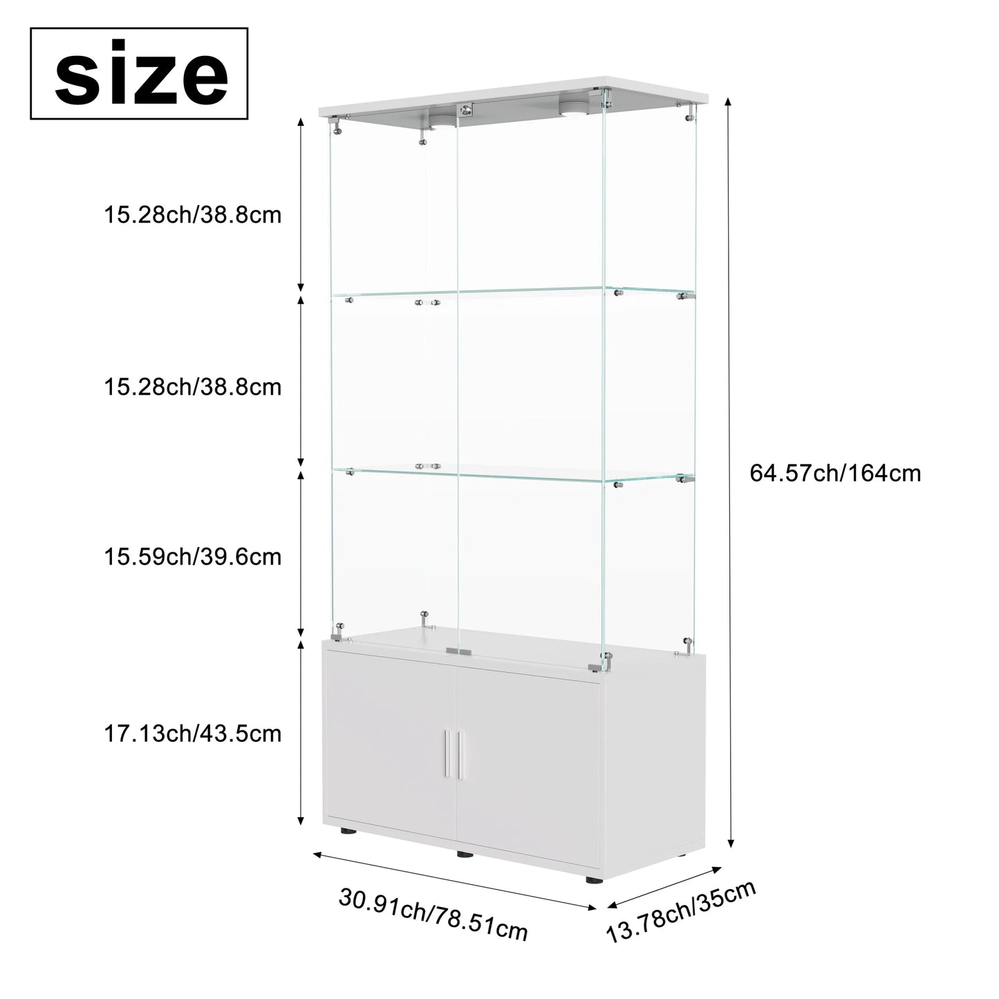 Anajqaqia Glass Display Cabinets with LED Lighting, 4 Doors and 3 Shelves, for Glass Collection, Storage Furniture
