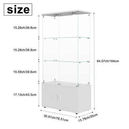 Glazen Vitrinekast – Displaykast – Collectiekast – Opbergkast – Showkast – Met 4 Deuren – 3 Glazen Legplanken – LED Verlichting – Gehard Glas & Metaal – Zwarte Kleur
