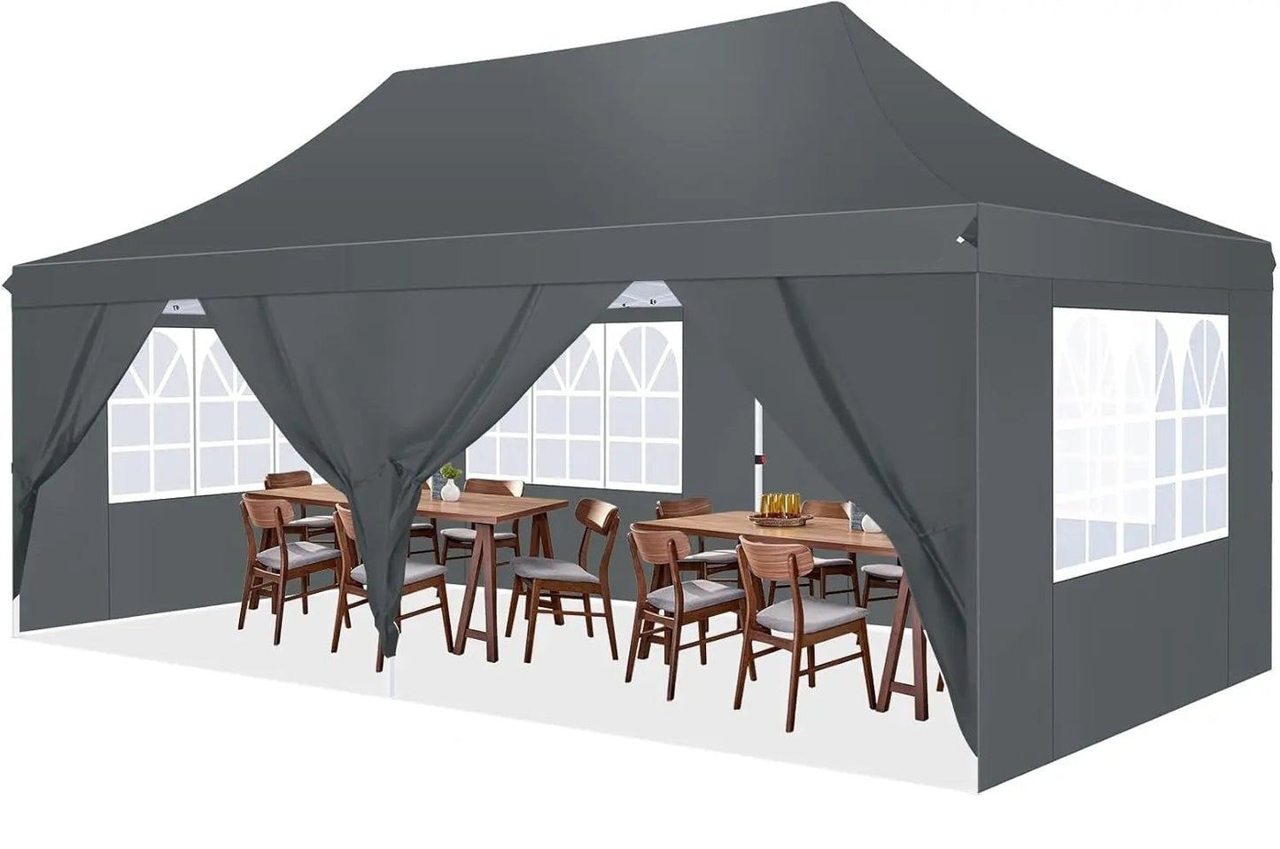 Partytent - Pop-Up Partytenten - Easy up Tent - Vouwtent - Party Tent Opvouwbaar - 3x6m - 6 Zijwanden - UV50+ Tuinpaviljoen - Waterdichte - voor Feest - Markt - BBQ of Camping - Grijs
