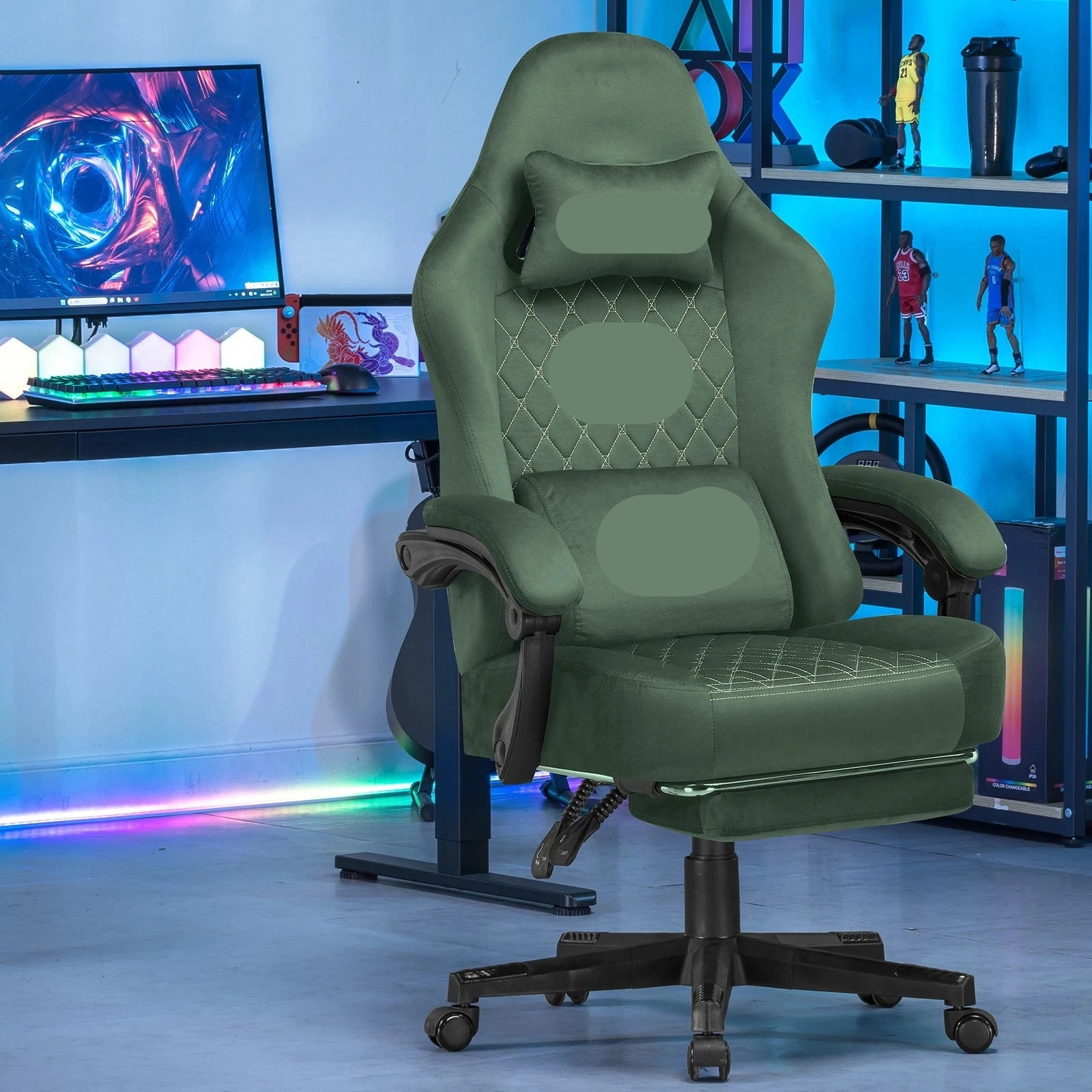 Gamingstoel – Gamestoel – Bureaustoel – Gaming Chair – Racing Stoel – Ademend Stof – Verstelbare Hoogte en Rugleuning - QUORE