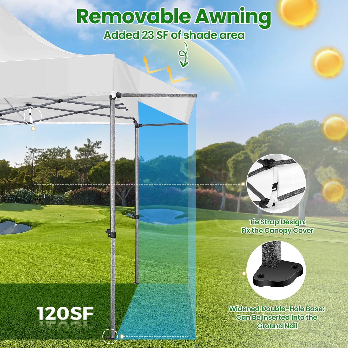 Partytent – Pop-Up Tent – Tuinkamer – Overkapping – 3X3 Meter – Waterafstotend Oxford Polyester – Verstelbare Hoogte - Zwart