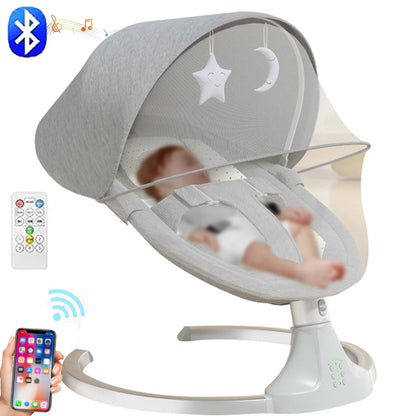 Schommelbedje - Elektrische Luxe Baby Schommelbedje - Babybedje - Wipstoel  - Elektrische Schommelstoel  - Babyschommel- Baby Swing - Kinderstoel - Automatisch Wiegstoel met Afstandsbediening en 5-Puntsgordel - Bluetooth - Koffiekleur