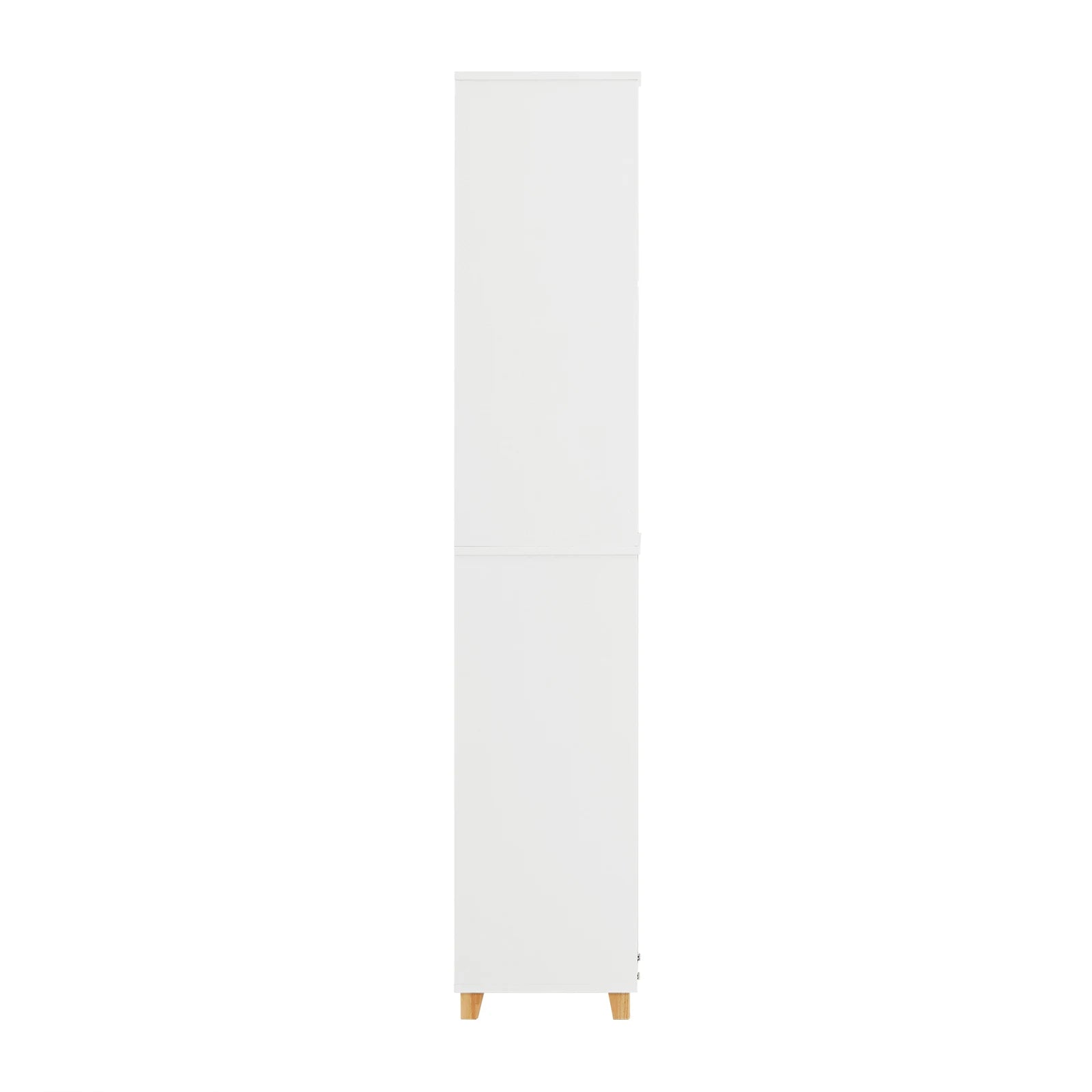 Hoge Badkamerkast – Badkamermeubel – Opbergkast – Wasmandkast – Waskast – Wit-Natuur – Inklapbare Wasmand – Stevige Rubberhouten Poten - QUORE