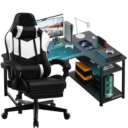 Gamebureau – Gaming Bureau – Gaming Desk – Computertafel – Game Tafel – Met Verstelbare Stoel – Krasbestendig Metalen Frame