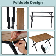 Picknicktafel - Campingtafel - Campingtafel Inklapbaar - Opvouwbaar - In hoogte verstelbaar - Aluminium Koffertafel - Met Opbergtas - Hout Zoals