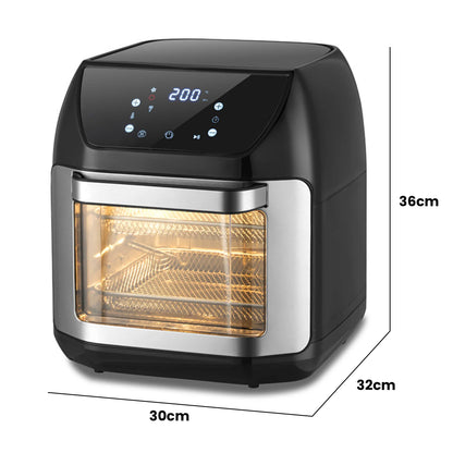 Airfryer - XXL – Heteluchtfriteuse – 2400W/2800W – 12L - RVS & Touchscreen – Multifunctionele Elektrische Friteuse - Olievrij Frituren - Zwart