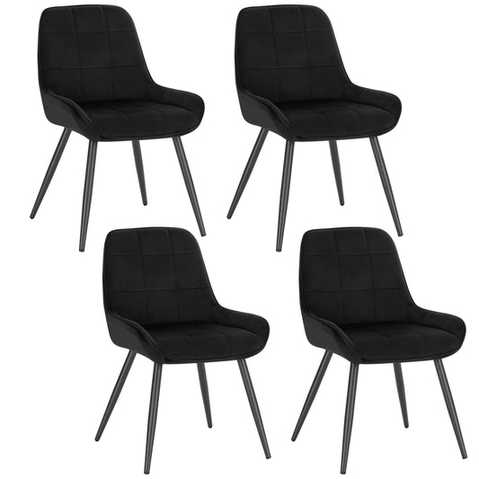 Eetkamerstoelen – Scandinavische Stoelen – Velvet Stoel – Zwarte Metalen Poten – Ergonomisch Design – Draagkracht 120 Kg