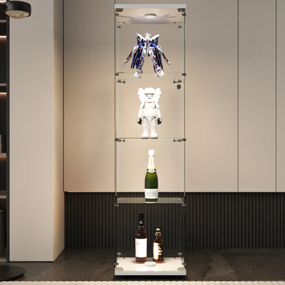 Vitrinekast – Glazen kast – Opbergkast – Vitrine – Showkast – Gehard glas en MDF – LED-verlichting en slot
