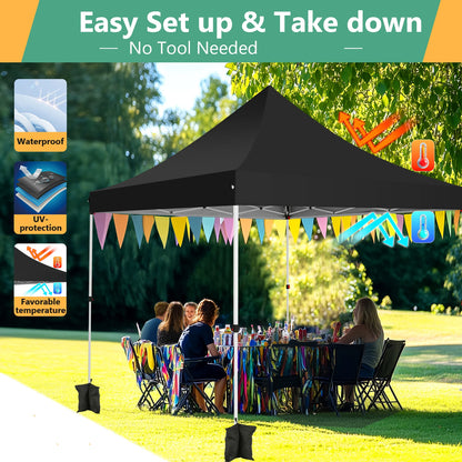Partytent – Tent – Overkapping – Vouwtent – Paviljoen – 3x3 Meter – Waterdicht Oxford – UPF 50+ Bescherming - Zwart