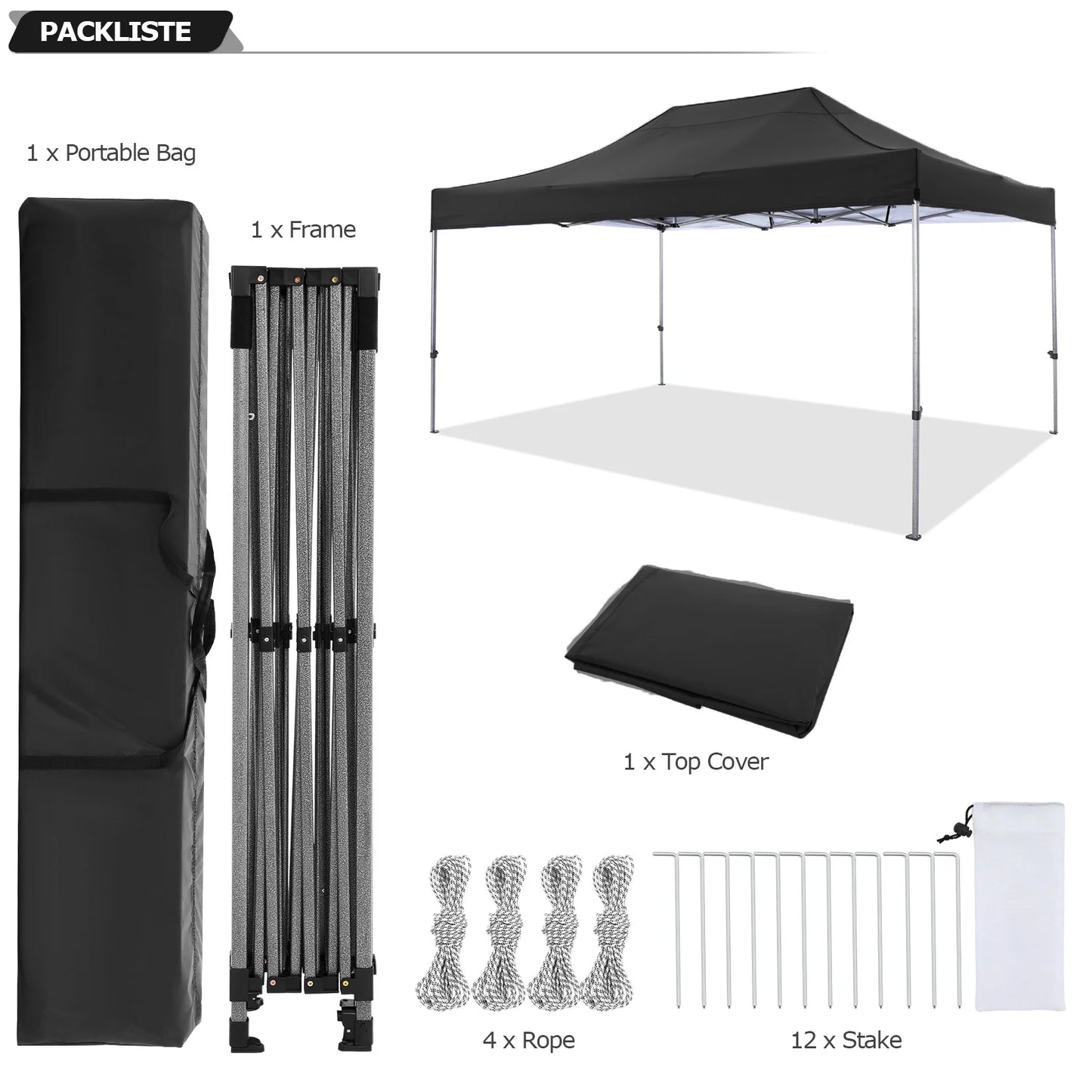 Partytent - Pop-Up Partytenten - Easy up Tent - Vouwtent - Party Tent Opvouwbaar - 3x4.5m - Canopy Tent - Waterdichte - voor Tuin Evenementen - en Feesten - Zonwering - voor Feest - Tuin - Camping of Markt - Khaki