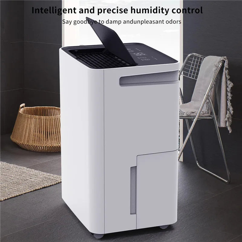 Luchtontvochtiger - Luchtreiniger - Dehumidifier - Draagbare - 35dB - 12L/24u - Met LED Display - Automatische Uitschakeling - voor Thuis - en Kantoorgebruik - Wit