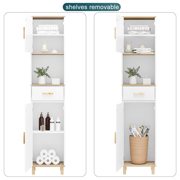 Badkamermeubel - Badkamerkast - Wastafelonderkasten - Wastafelmeubel - 39x179x30cm - 5 vakken 1 lade - Hoekplank Opbergrek - Wit
