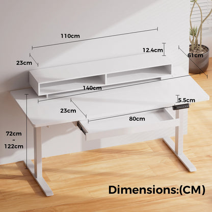 Elektrisch Zit-Sta Bureau – Verstelbaar Bureau – Bureaumeubel – Staand Bureau – Laptoptafel – 120x60 cm – 3 Hoogtegeheugen Wit