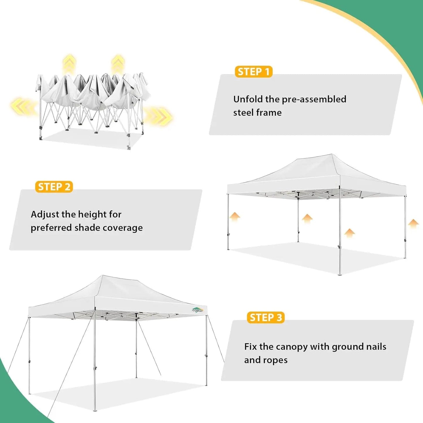 Tuinpaviljoen - Pop-Up Luifel – Luifeltent – Schaduwdoek – Terrasluifel – 3x4,5 Meter – Waterdicht Polyester – Stalen Frame - Wit