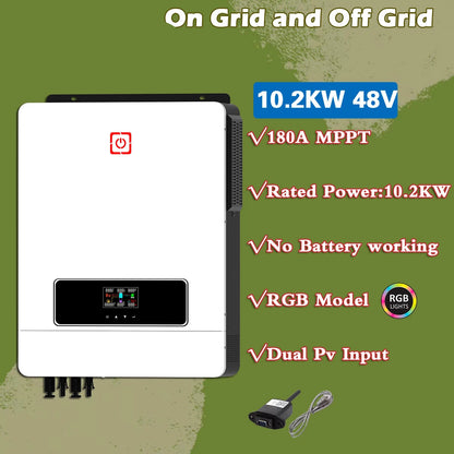 Hybrid Solar Inverter – Zonne-energie Omvormer – Zonnepaneel Converter – Energiebeheer – 10.2KW Output – MPPT 160A Regelaar