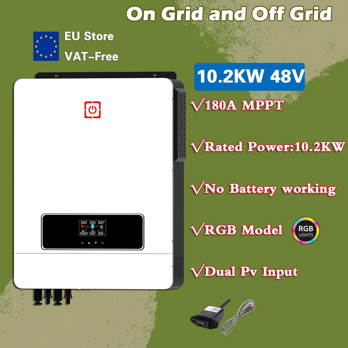Solar Omvormer – Zonne-energie Omvormer – Omvormer 220V – MPPT Regelaar – Pure Sinusgolf – 10.200W Vermogen – WiFi Monitoring