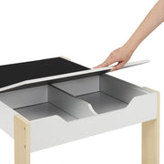 Kindertafel - Kindertafel en Stoelen Set - Kindertafel en Stoelen Set – Kindermeubilair met Opbergruimte – Tekentafel & Studie Bureau – Voor Kids & Kleuterschool – 81,5x48x60,5 cm – Wit & Lichte Eik