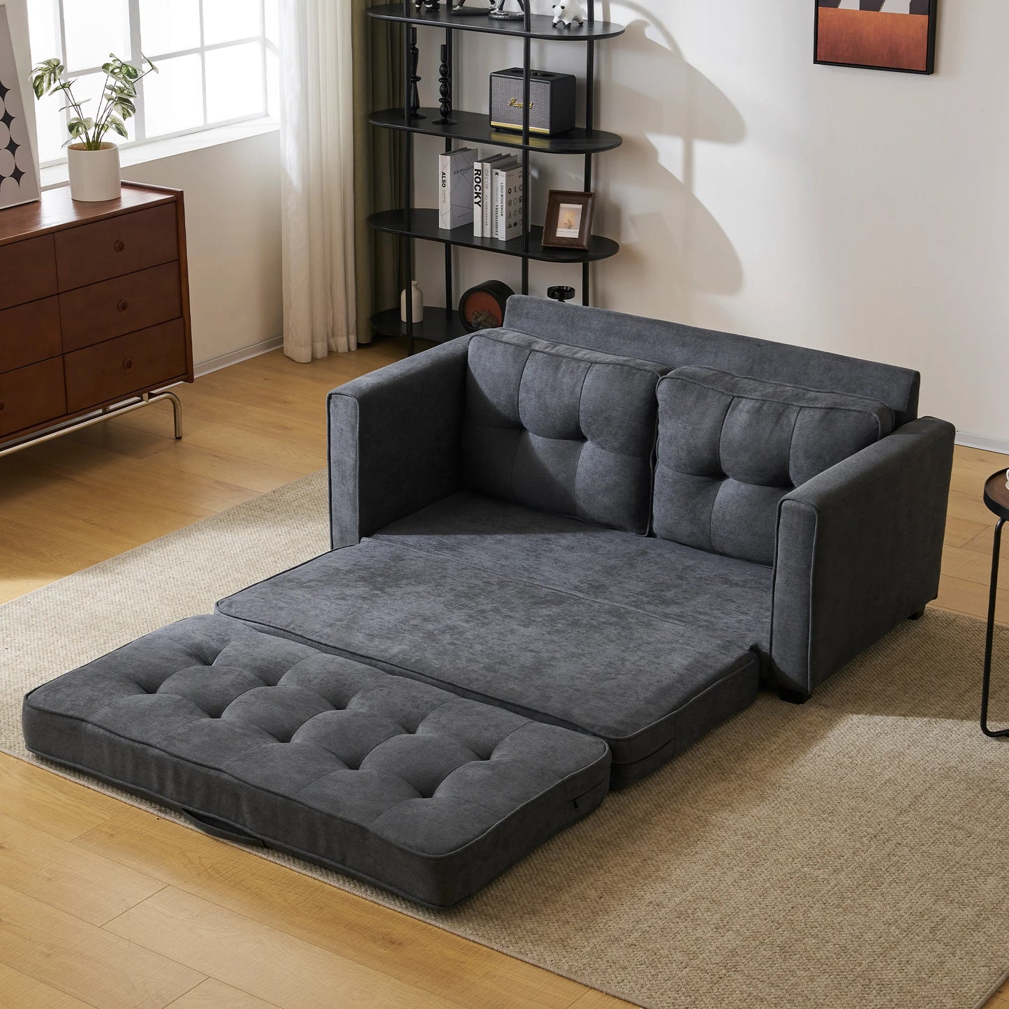 2-Persoons Slaapbank – Bankbed – Logeerbed – Slaapbank Met Opbergruimte – Ademend Katoen – 150 Kg Draagkracht - Beige