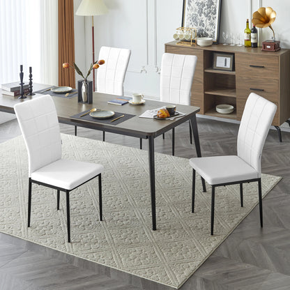 Eetkamerstoelen - Set Moderne Eetkamerstoel - Eetstoel - Tuinstoelen - Gevoerde Stoelen met Hoge Rugleuning - Elegante Kunstlederen Stoelen voor Woonkamer, Keuken en Restaurant - Set van 4 - Wit - QUORE