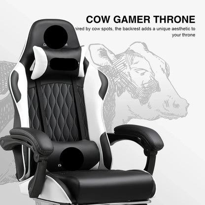 Gamingstoel – Bureaustoel – Gamerstoel – Bureaustoel Ergonomisch – Werkstoel – Verstelbare Rugleuning – Kunstleer & Metalen Frame - QUORE