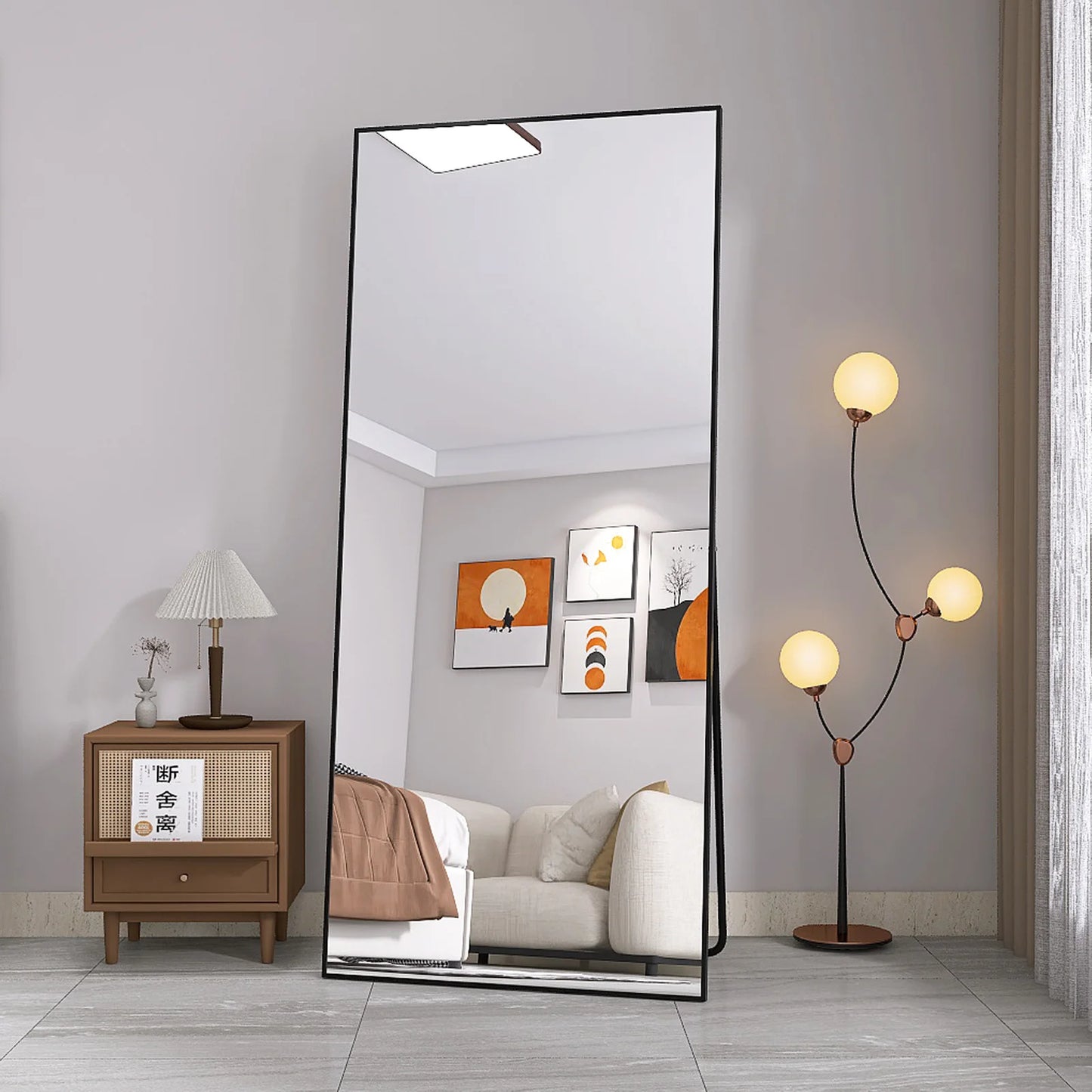 Lange Spiegel – Passpiegel – Wandspiegel – Staande Spiegel – Hangspiegel – Gehard Glas – Aluminium Frame – 180x80 cm – Veilig & Duurzaam