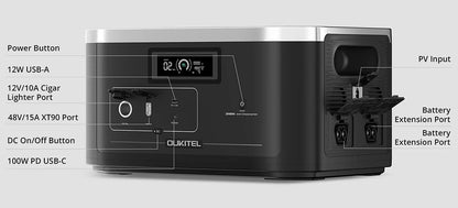 2048Wh Lifepo4 Batterijpack – Powerstation – Accu – Draagbare Batterij – Noodstroom – Uitbreidbaar Met 2 Poorten – Inclusief 200W Zonnepaneellader