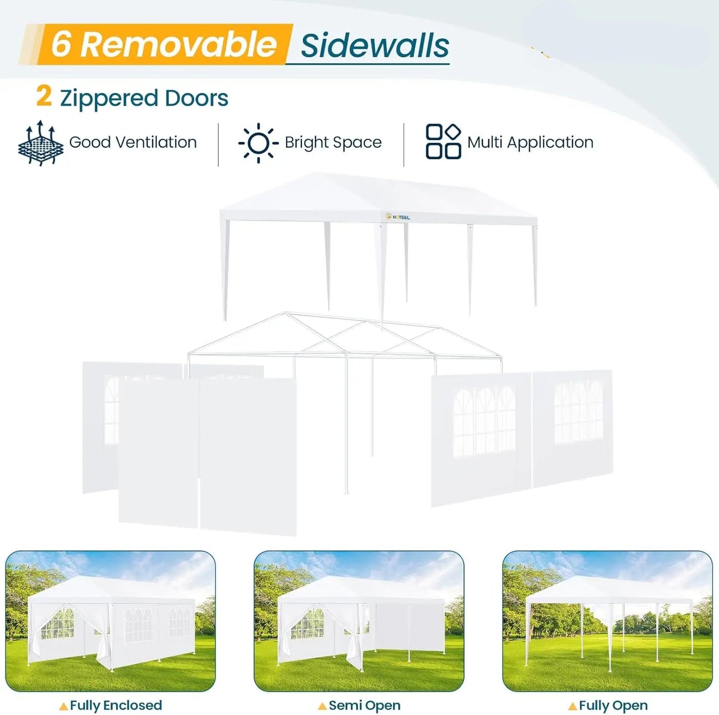 Paviljoen - Tuinpaviljoen - Partytent - Tuintent - Pop-up Kliksysteem - Stabiel - Opvouwbaar - Waterdicht - Winterbestendig - 50+UV-Bescherming - voor Tuin - Buiten - Achtertuin - 3 x 6 m - Wit