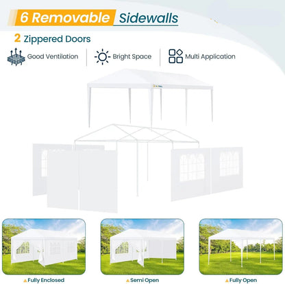 Paviljoen - Tuinpaviljoen - Partytent - Tuintent - Pop-up Kliksysteem - Stabiel - Opvouwbaar - Waterdicht - Winterbestendig - 50+UV-Bescherming - voor Tuin - Buiten - Achtertuin - 3 x 6 m - Wit