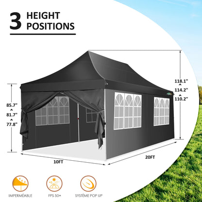 Partytent – Feesttent – Evenemententent – Tuinfeesttent – Grote Afmetingen 3x6 Meter – Waterdicht Oxford 210D - Zwart