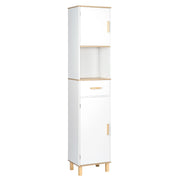 Badkamermeubel - Badkamerkast - Wastafelonderkasten - Wastafelmeubel - 39x179x30cm - 5 vakken 1 lade - Hoekplank Opbergrek - Wit