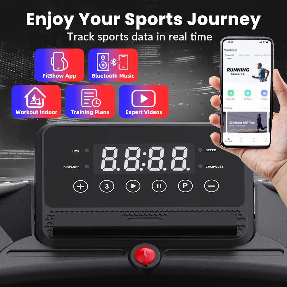 Elektrische Loopband – Compacte Loopband – Opvouwbare Loopband – Fitness Loopband – Thuisloopband Zwart – 3.0HP Motor – Bluetooth Met Tablet Houder - QUORE