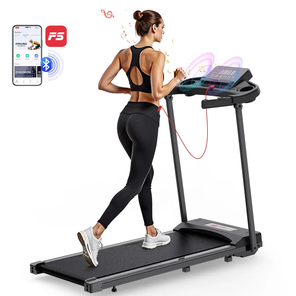 Elektrische Loopband – Compacte Loopband – Opvouwbare Loopband – Fitness Loopband – Thuisloopband Zwart – 3.0HP Motor – Bluetooth Met Tablet Houder - QUORE