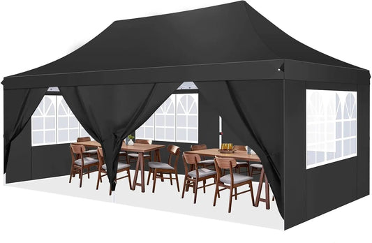 Partytent - Pop-Up Partytenten - Easy up Tent - Vouwtent - Party Tent Opvouwbaar - 3x6m - 6 Zijwanden - UV50+ Tuinpaviljoen - Waterdichte - voor Feest - Markt - BBQ of Camping
