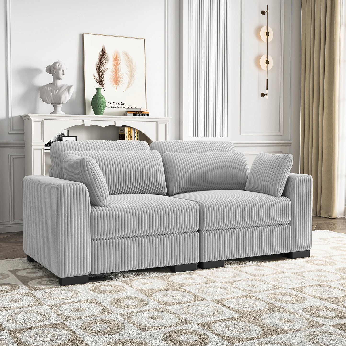 2-zits bank – tweezitsbank – sofa – zithoek – loveseat – modulaire opstelling – ribcorduroy bekleding – compact grijs design - QUORE