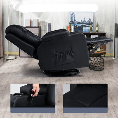 Relaxfauteuil met Ligfunctie - Fauteuil - Relaxstoel - Massagestoel - 360° Draaibaar – Relaxzetel - Dikke Rugleuning & Armleuningen – Bruin - QUORE