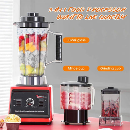 Elektrische Blender - Keukenmachine - Blender - 3-in-1 - 9500W - Krachtige Blender - 38,000 RPM - 220V - Meertrapsregeling - Comfortabele Grip