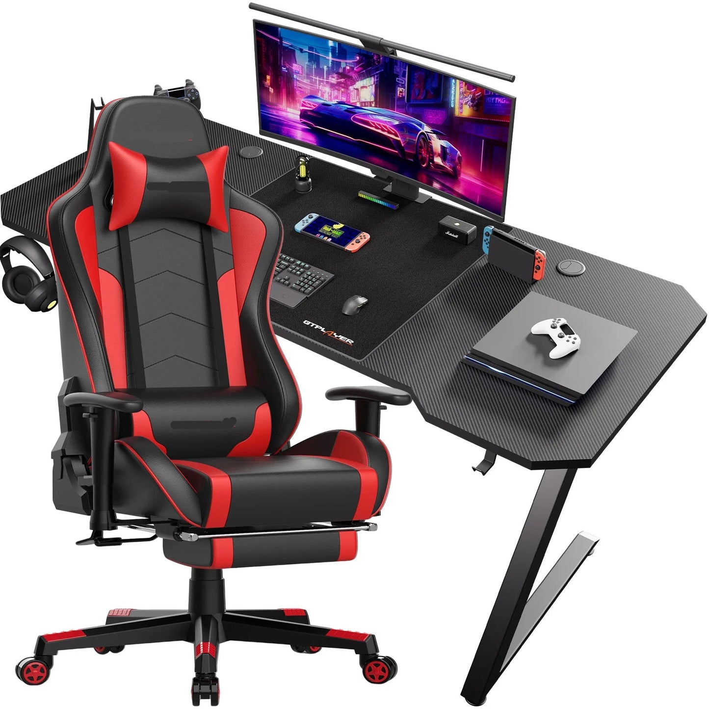 Gaming Bureau en Stoel Set – Computer Bureau – Werkplek Meubel – Gamer Stoel – Bureau en Stoel Combinatie – Ergonomisch Design – Duurzaam Metalen Frame